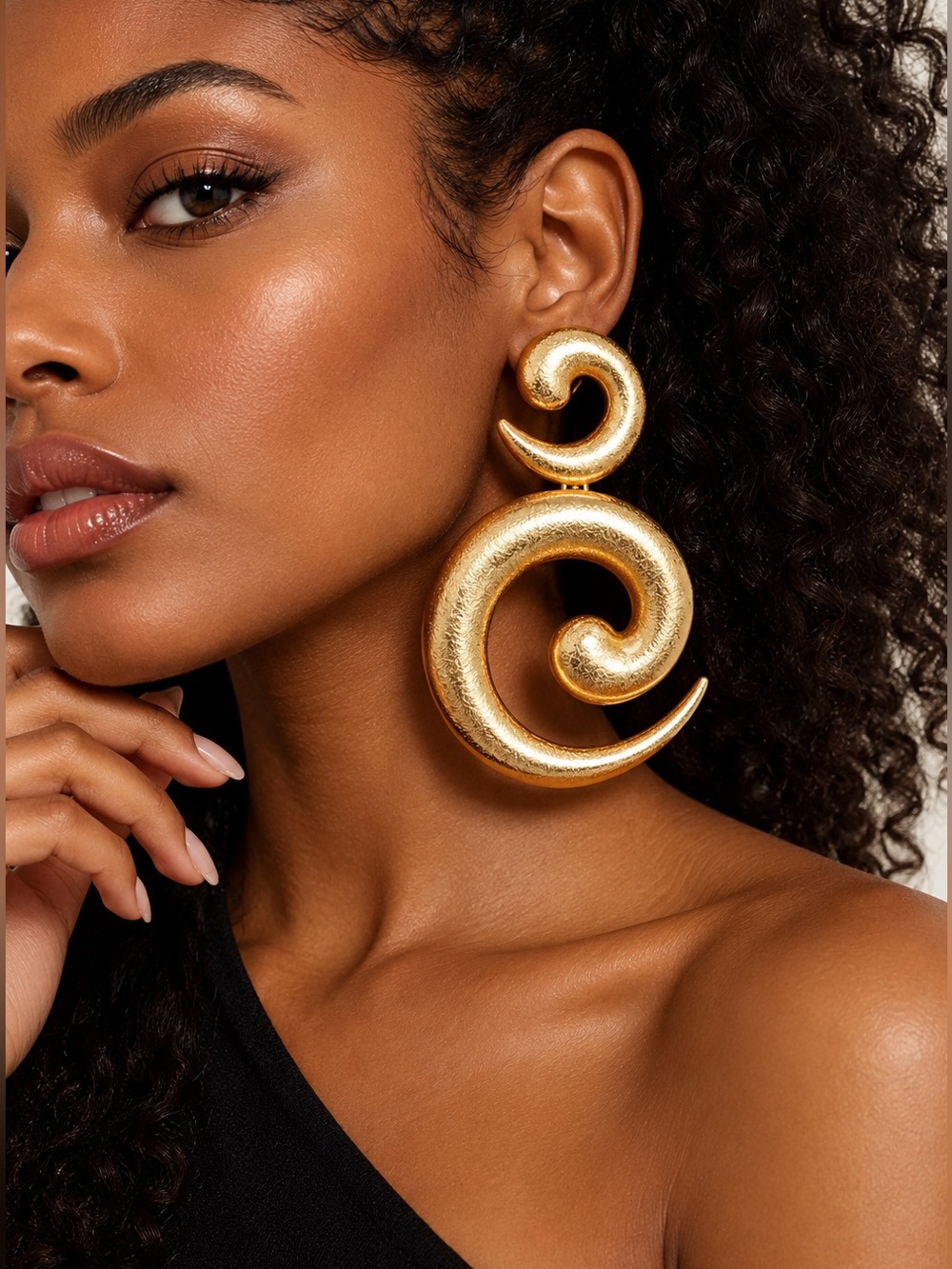 Gold Spiral Drop Earrings — Sculptural Statement
